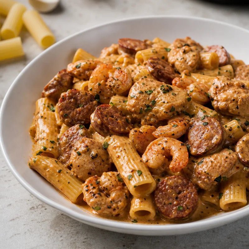 One-Skillet Cajun Alfredo Rigatoni