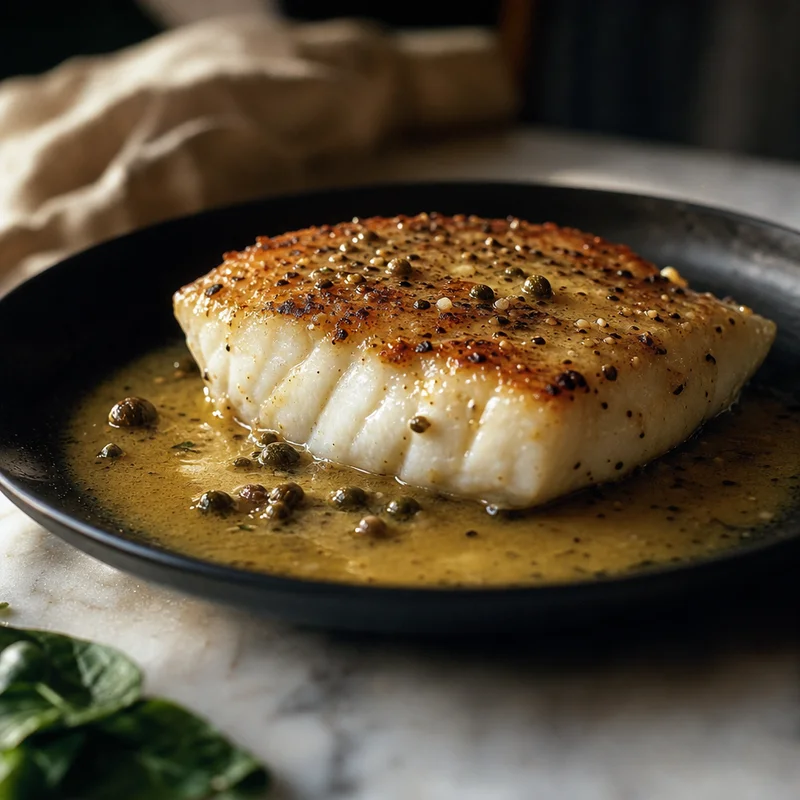 Seared Chilean Sea Bass with Lemon-Caper Butter