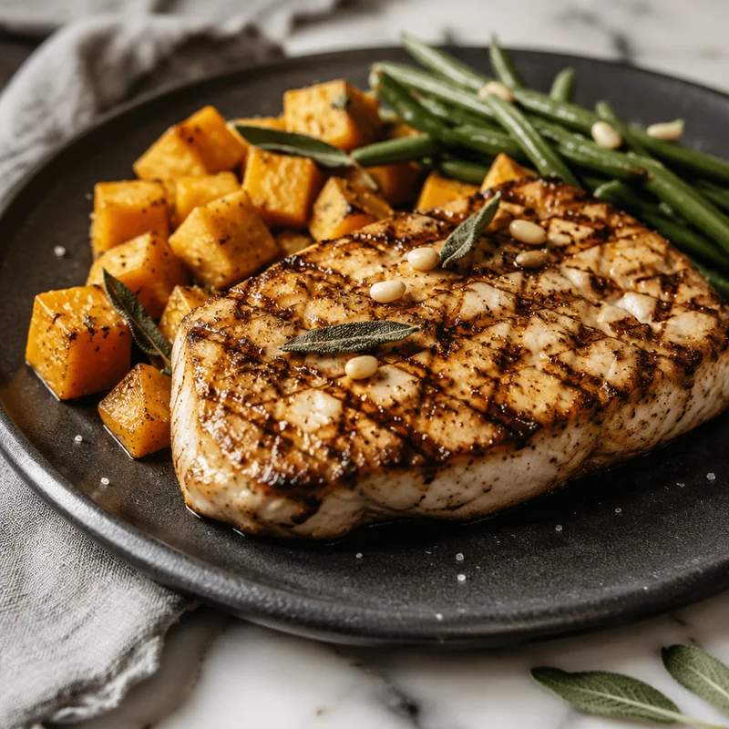 Grilled Mahi-Mahi with Butternut Squash and Sage Brown Butter