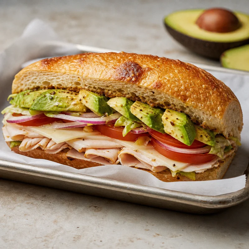 Roasted Turkey & Avocado Sandwich with Italian Dressing