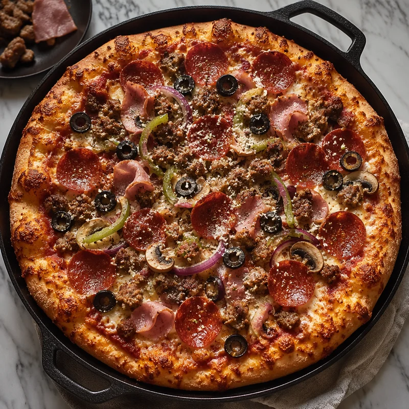 Loaded Supreme Pizza with a Crisp, Never-Soggy Crust