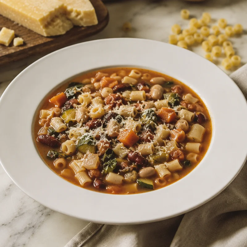 One-Pot Minestrone with Separately Cooked Pasta