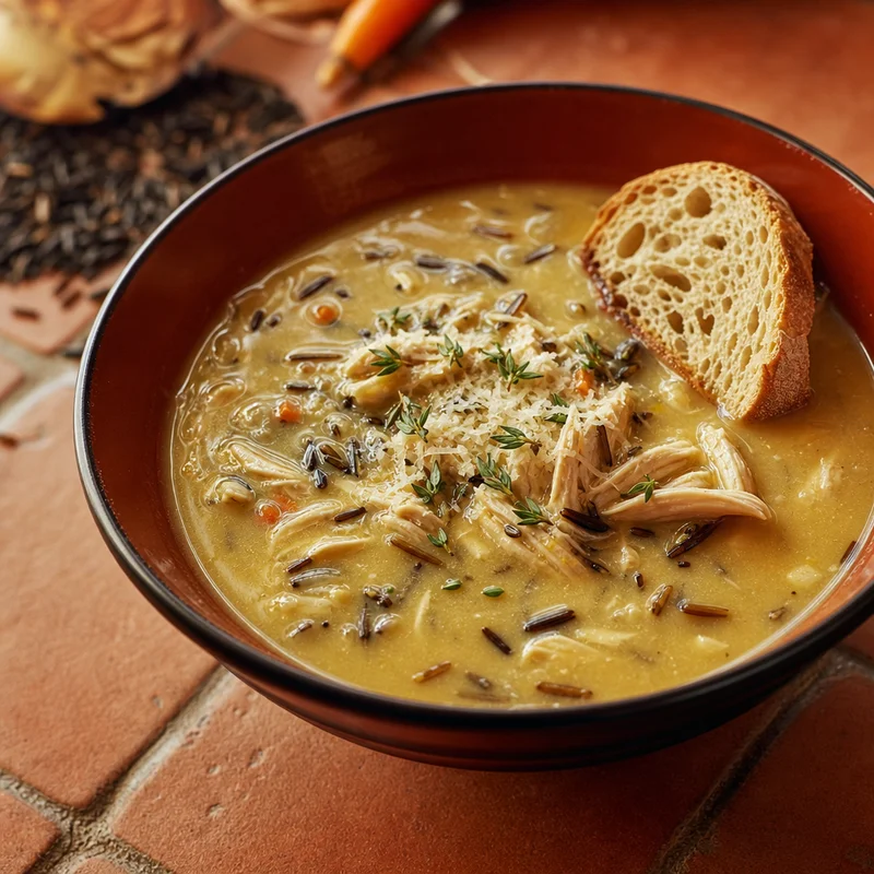 Creamy Chicken and Wild Rice Soup with Thyme