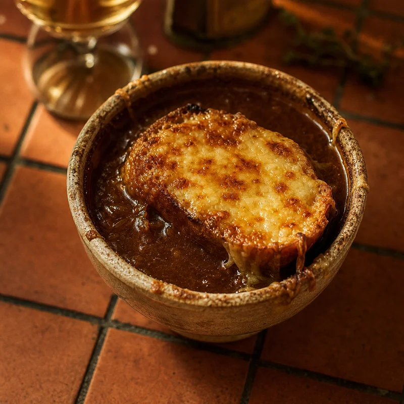 Deep-Caramelized French Onion Soup with Gruyère Crouton