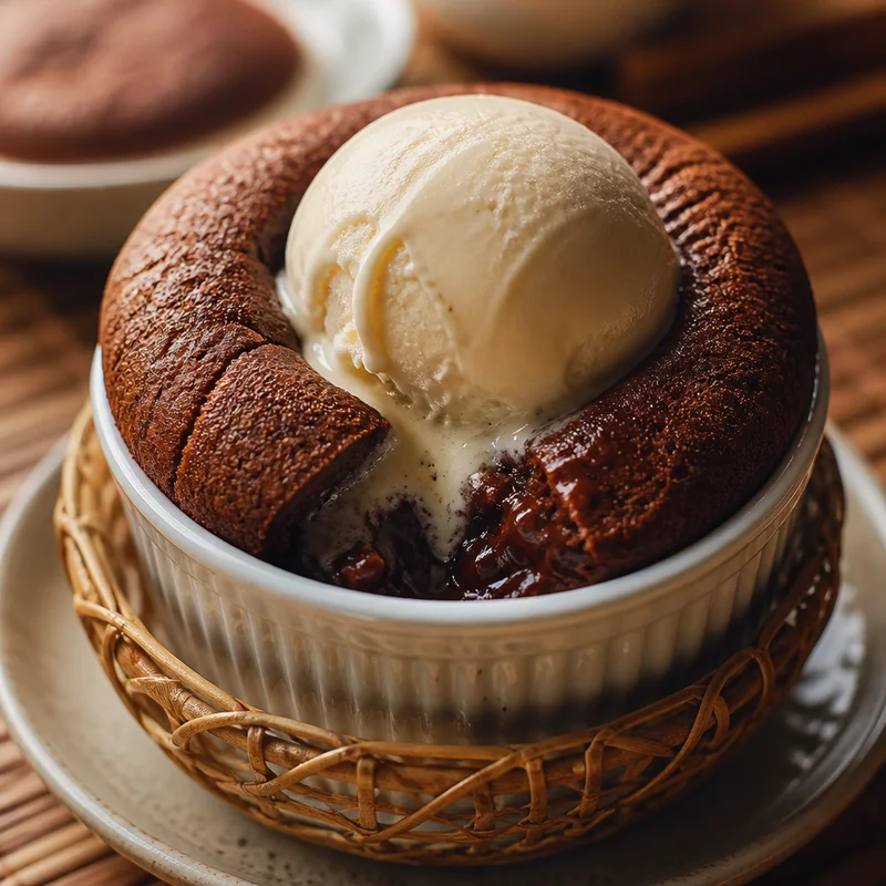 Gluten-Free Chocolate Soufflés with Melting Vanilla Ice Cream