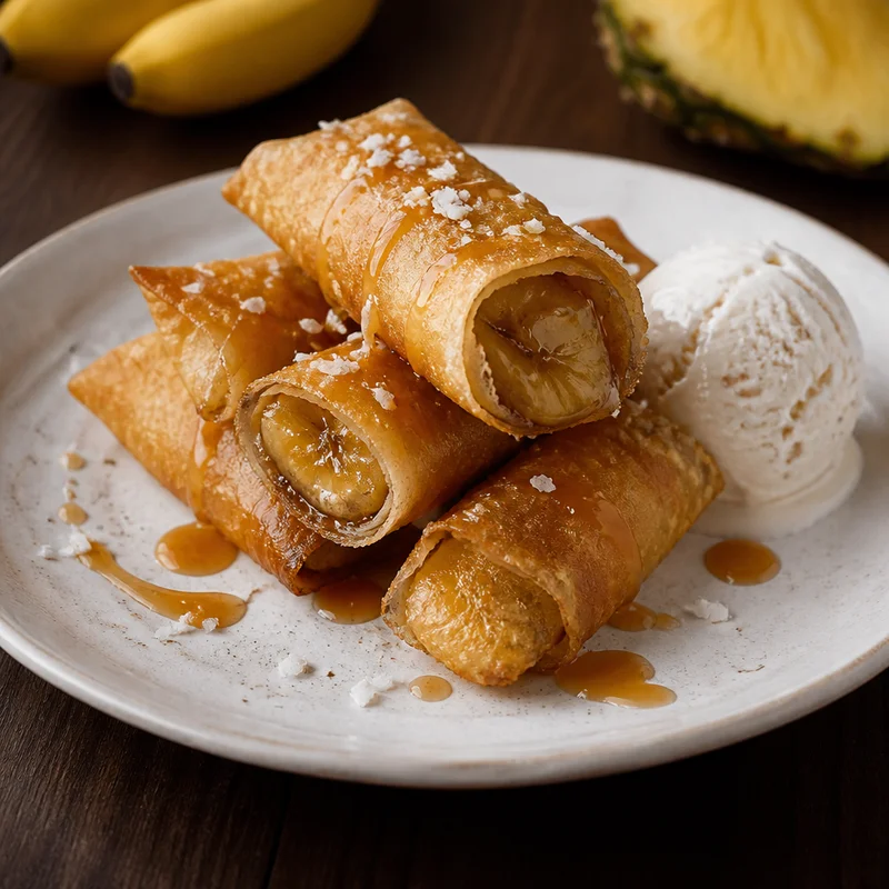 Banana Spring Rolls with Salted Caramel
