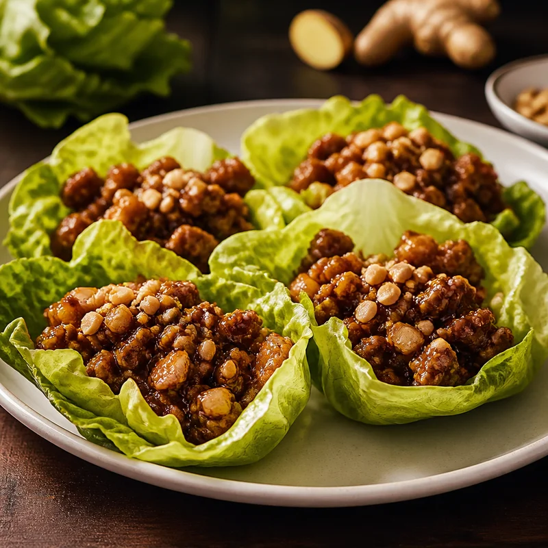 Glazed Chicken Lettuce Wraps with Water Chestnuts