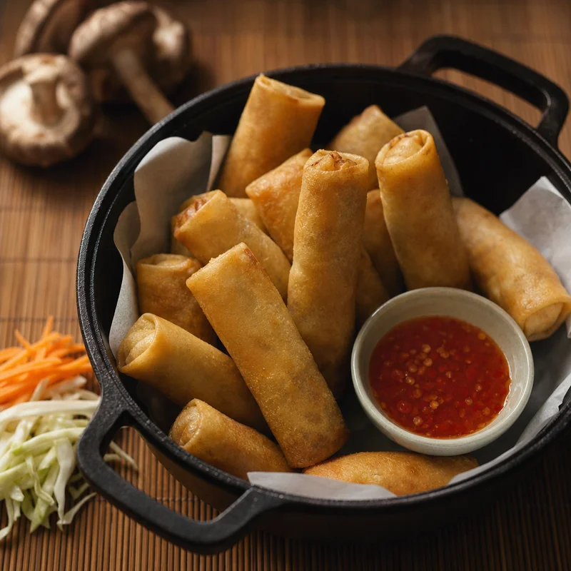 Crispy Vegetable Spring Rolls with Sweet Chili Sauce