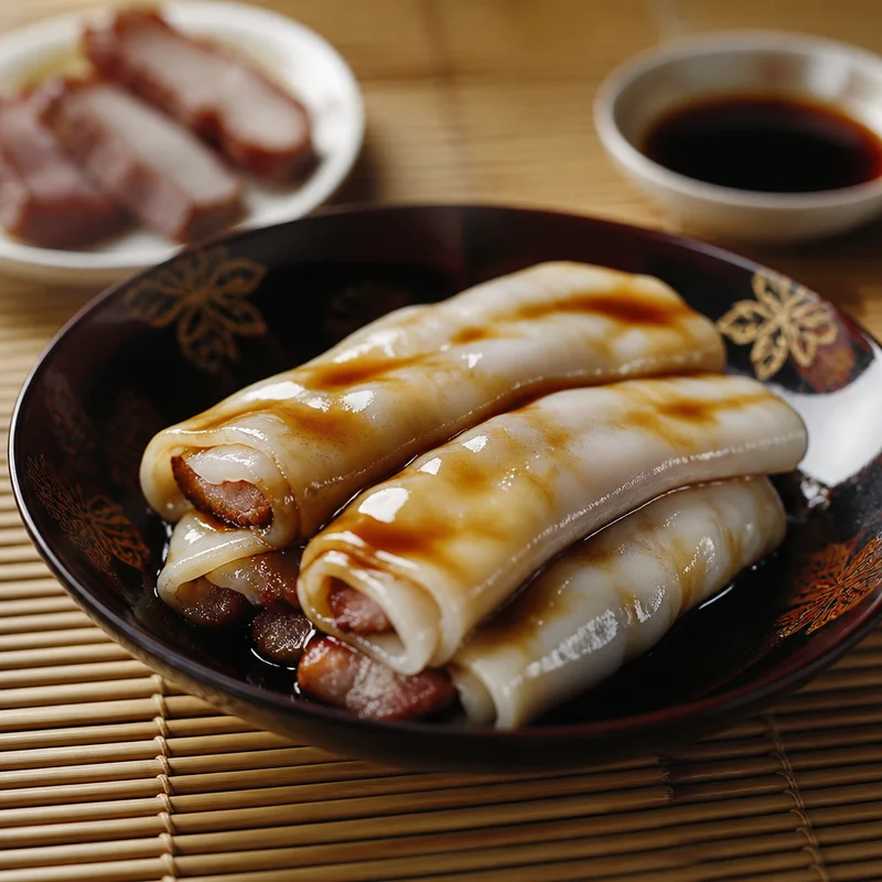 Char Siu Rice Noodle Rolls with Sweet Soy