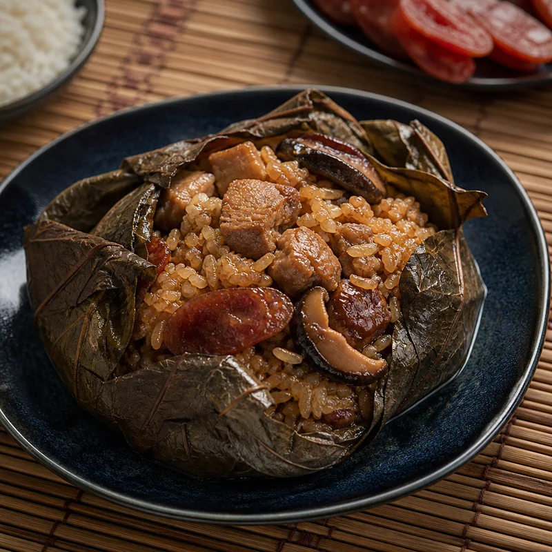 Lo Mai Gai (Sticky Rice with Chicken in Lotus Leaf)