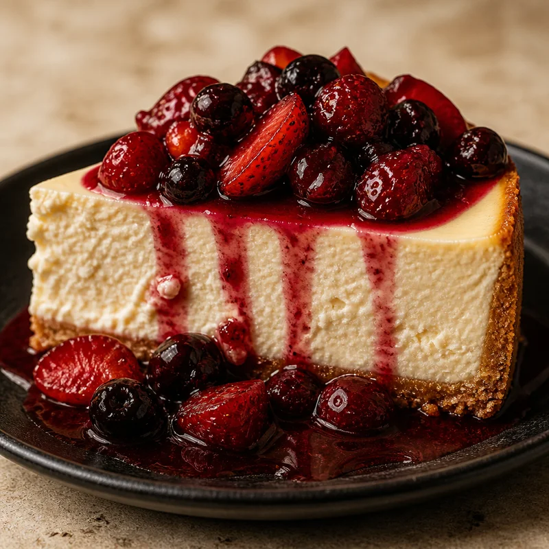 New York Cheesecake with Macerated Berries