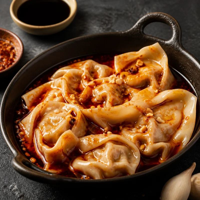 Sichuan Wontons in Chili Oil