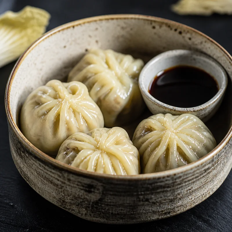 Steamed Vegetable Dumplings with Soy-Vinegar Dip