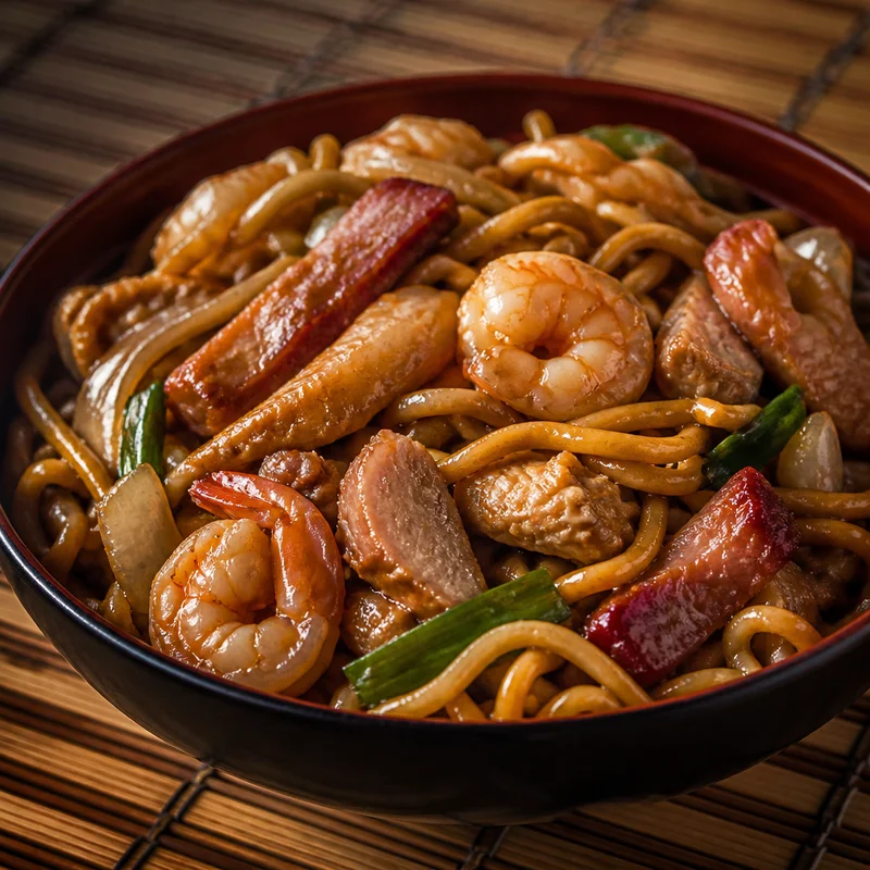House Special Lo Mein with Shrimp, Chicken & Roast Pork