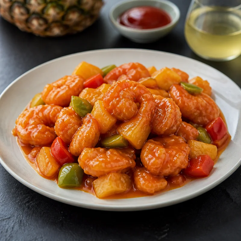 Crispy Sweet and Sour Shrimp with Pineapple and Peppers