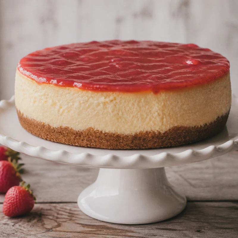 Baked Strawberry Cheesecake with Fresh Berry Glaze