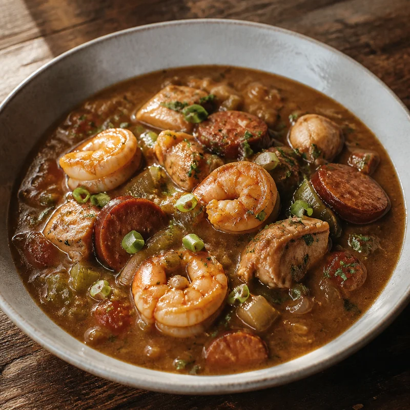 Chicken, Andouille and Shrimp Gumbo