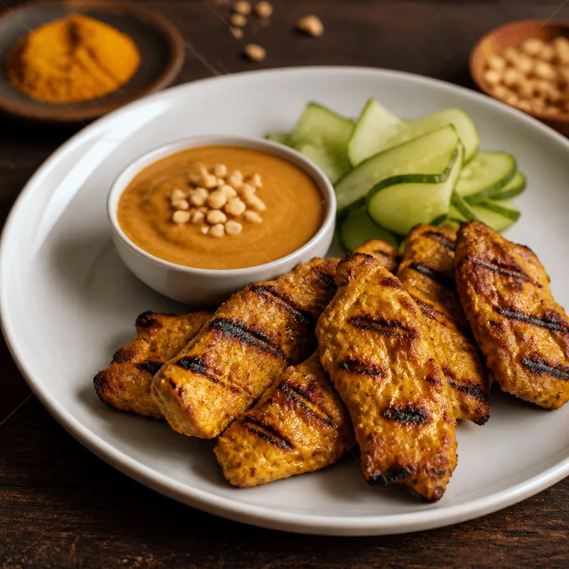 Turmeric-Coconut Chicken Satay with Blender Peanut Sauce