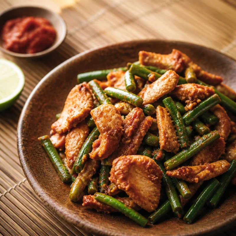 Dry Red Curry Chicken with Green Beans (Pad Prik King)