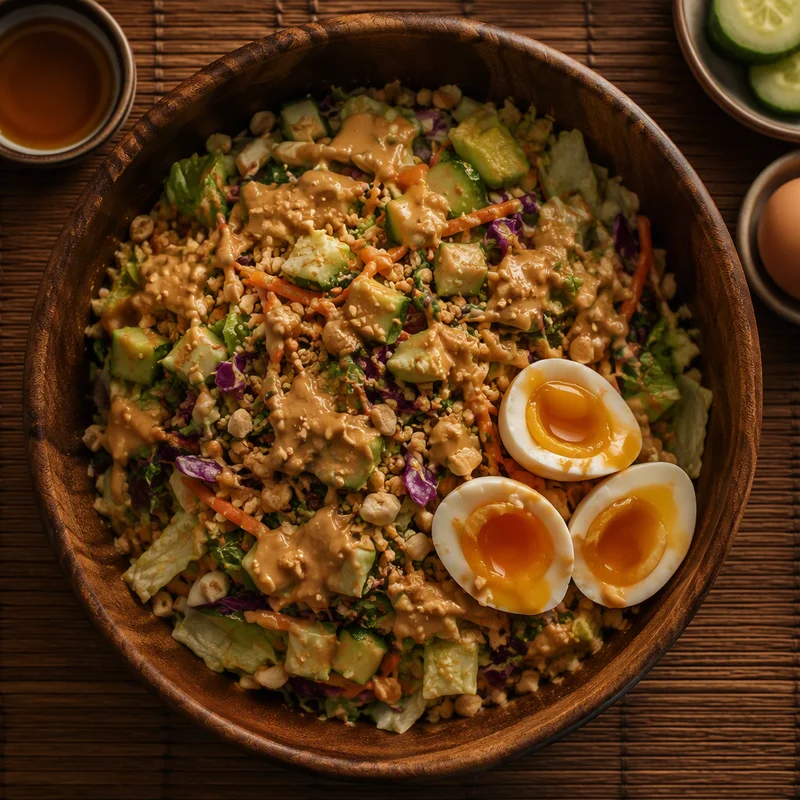 Thai Chopped Salad with Blender Peanut Dressing and Jammy Eggs