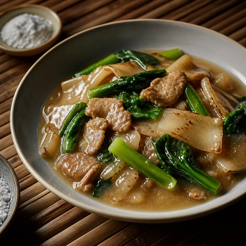 Charred Wide Rice Noodles in Silky Pork Gravy (Rad Na)