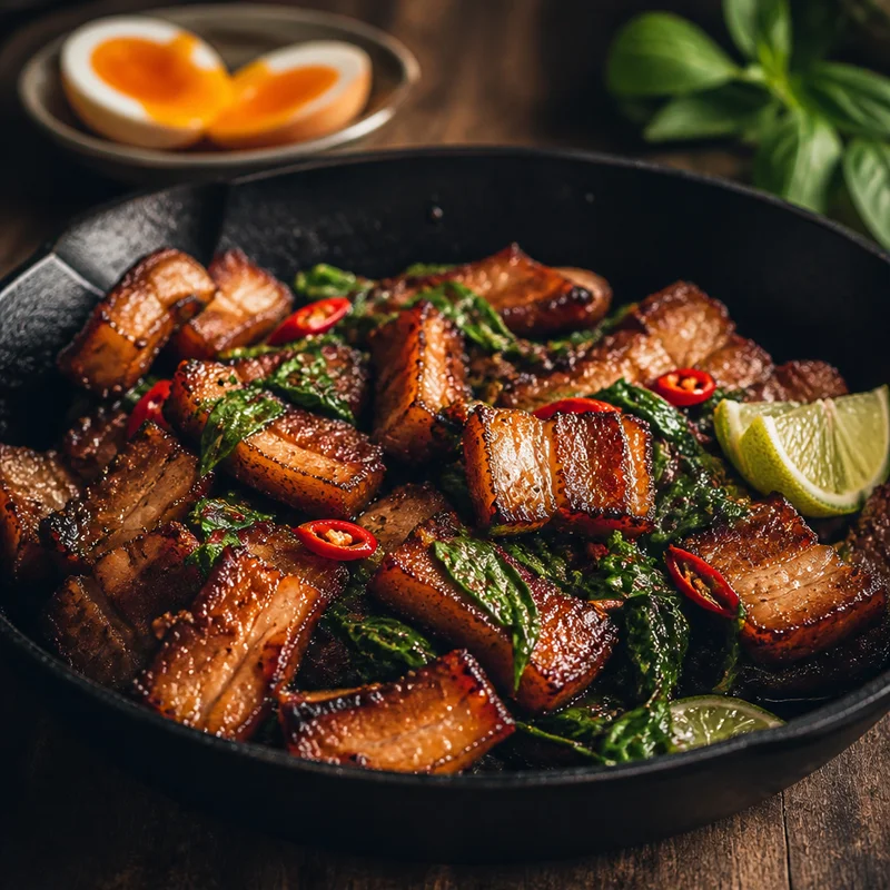 Crispy Pork Belly Thai Basil Stir-Fry