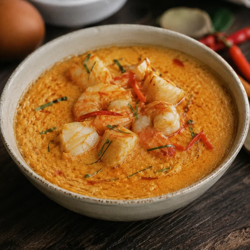 Steamed Thai Red Curry Seafood Custard