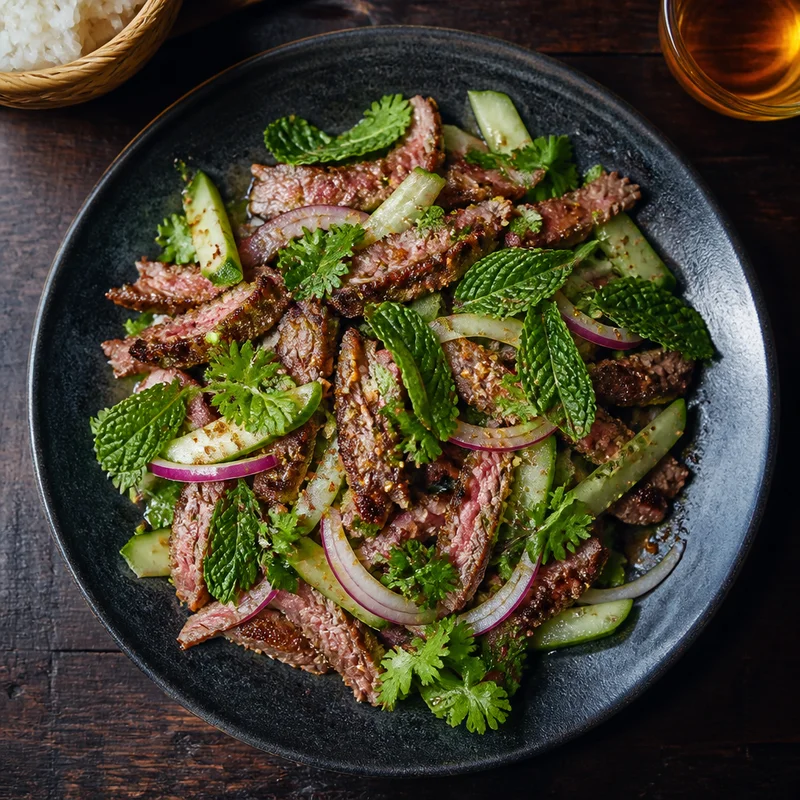 Thai Grilled Beef Salad with Toasted Rice Powder