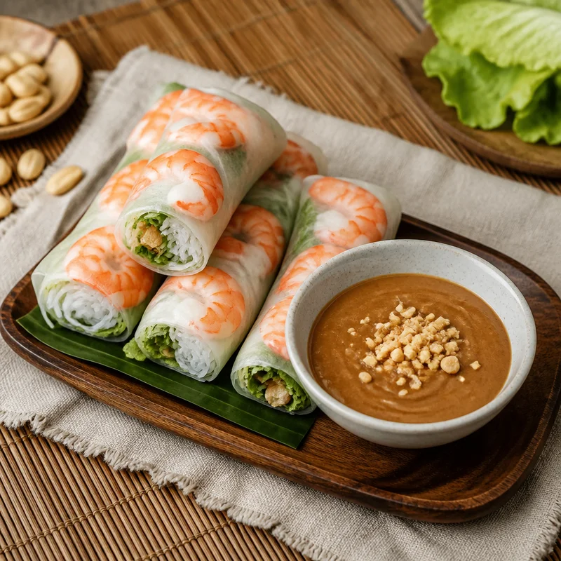 Thai Fresh Spring Rolls with Peanut-Hoisin Dip