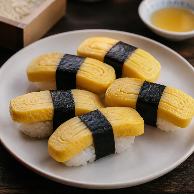 Sweet Egg Nigiri (Tamago) with Nori Bands