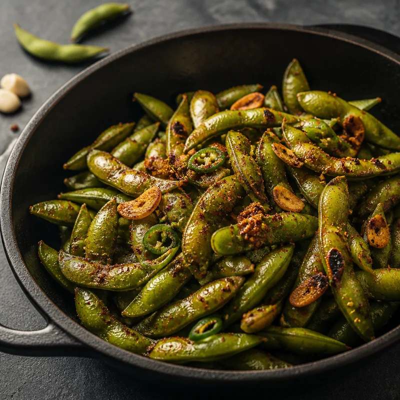Blistered Chili-Garlic Edamame