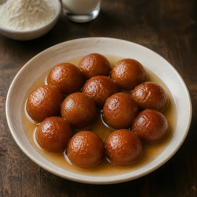 Milk Powder Gulab Jamun in Cardamom-Rose Syrup