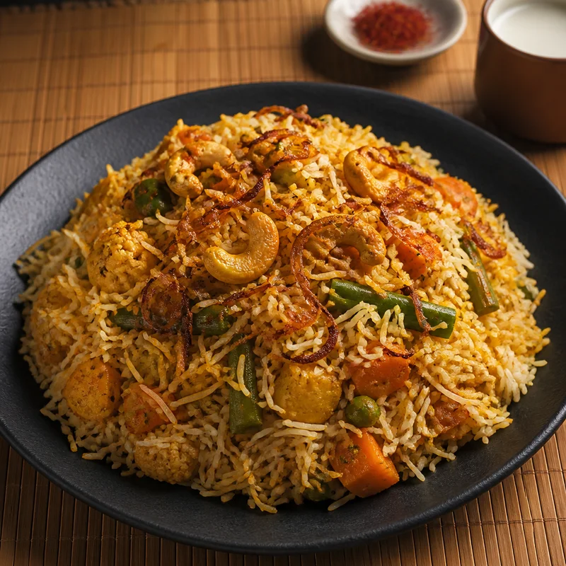 One-Pot Vegetable Biryani with Crisp Fried Onions