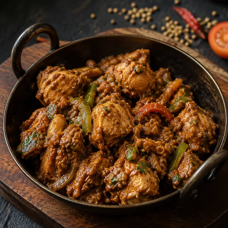 Kadai Chicken with Fresh-Toasted Coriander-Chile Masala