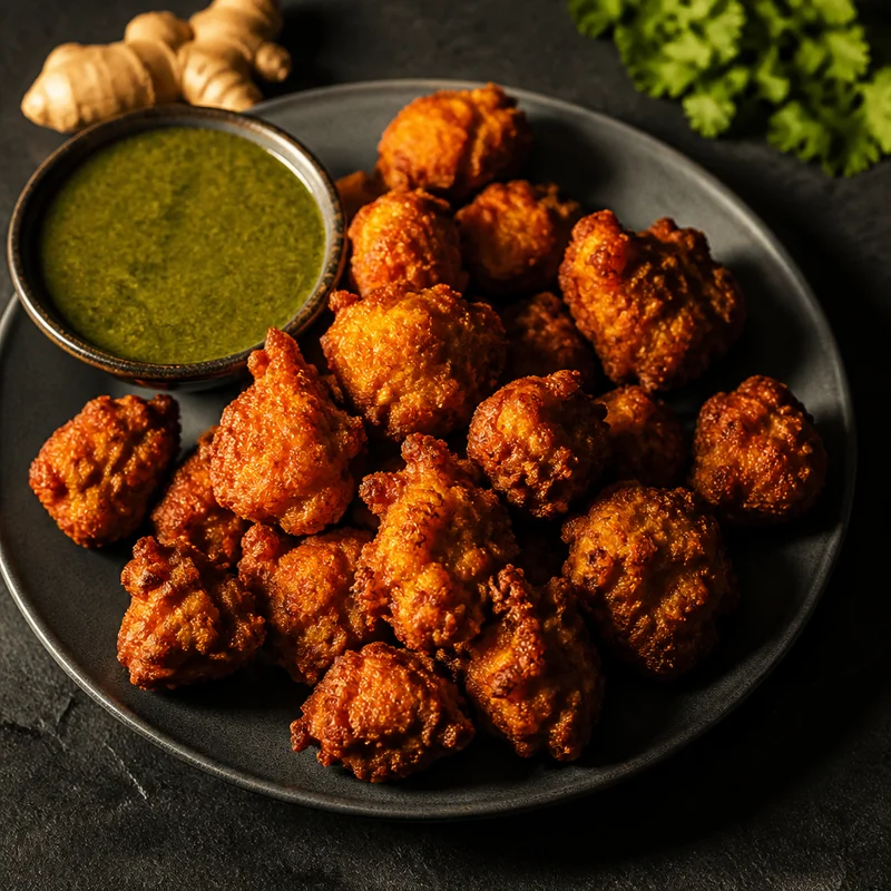Crispy Chicken Pakora with Mint Chutney