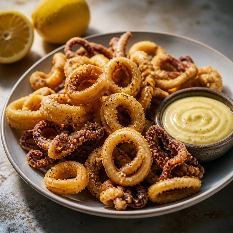 Crispy Fried Calamari with Lemon Aioli