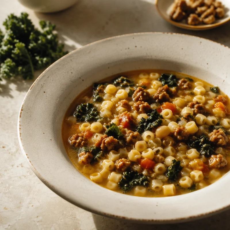 30-Minute Italian Sausage Soup with Greens and Ditalini