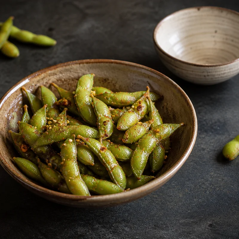 Five-Minute Edamame with Garlic-Chili Oil