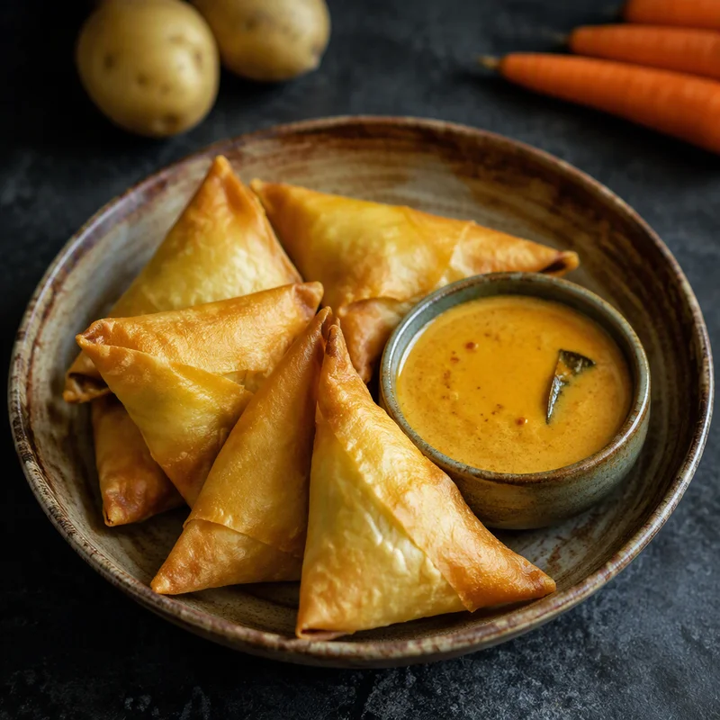 Thai Vegetable Samosas with Coconut Curry Dip