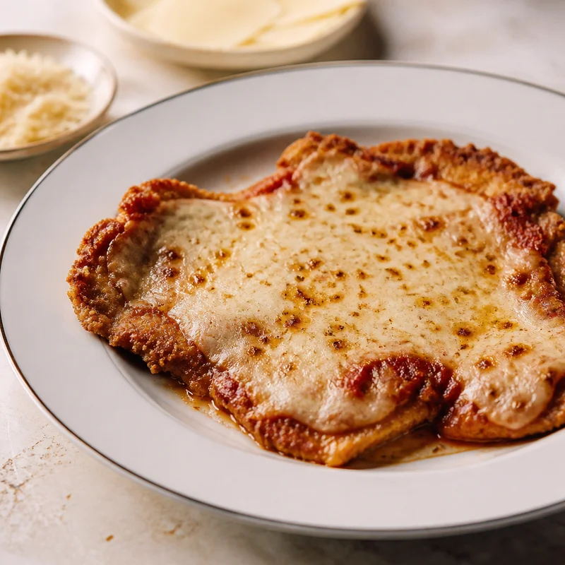 Thin-Cut Veal Parmesan with Melted Provolone