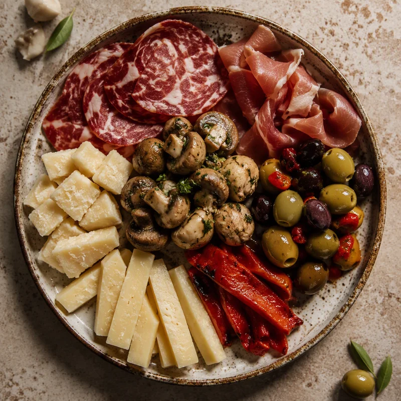 Antipasto Board with Homemade Marinated Mushrooms
