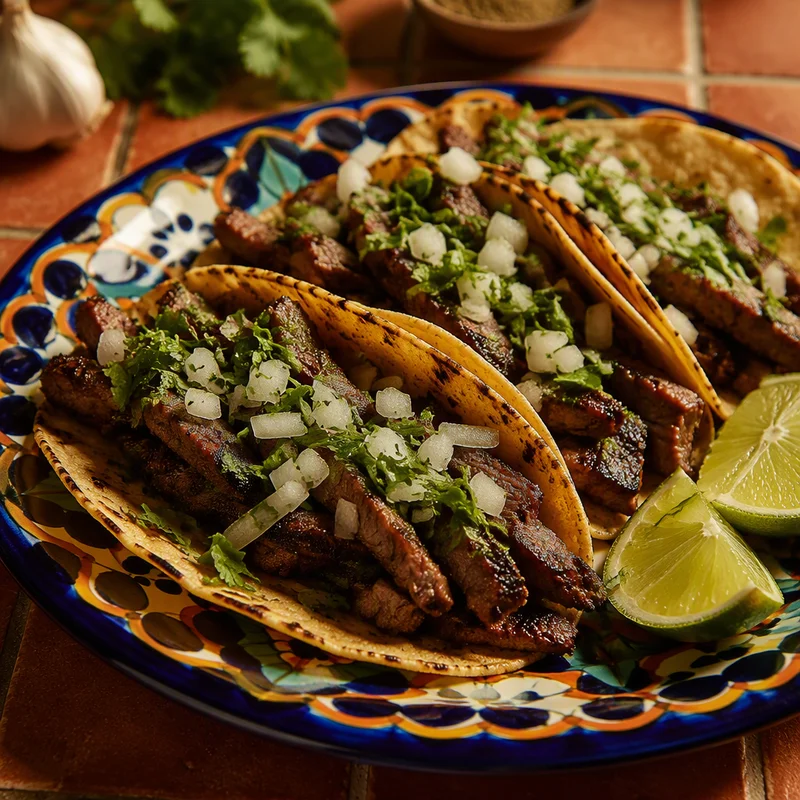Skillet Skirt Steak Tacos with Onion, Cilantro & Lime