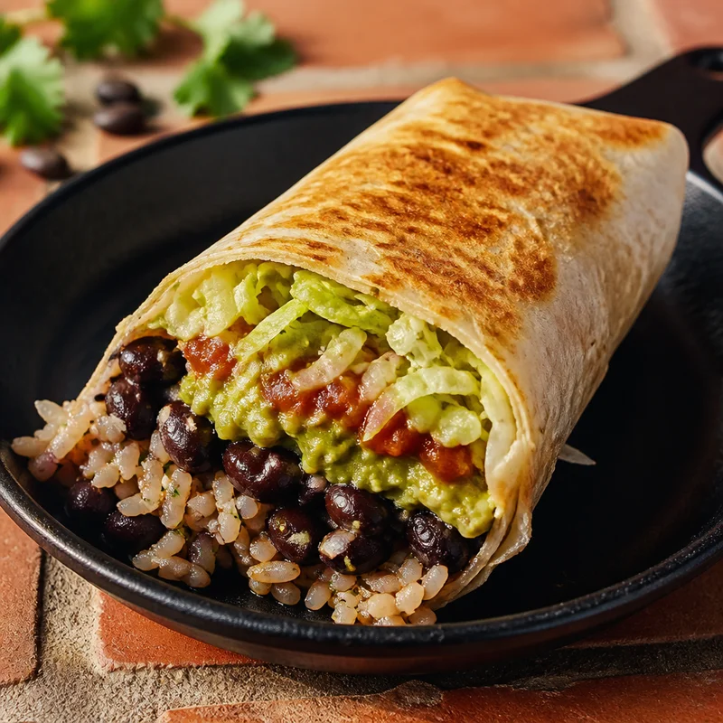 Layered Veggie Burrito with a Griddled Seal
