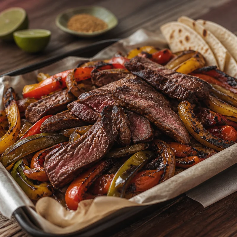 Cast-Iron Skirt Steak Fajitas with Blistered Peppers and Onions