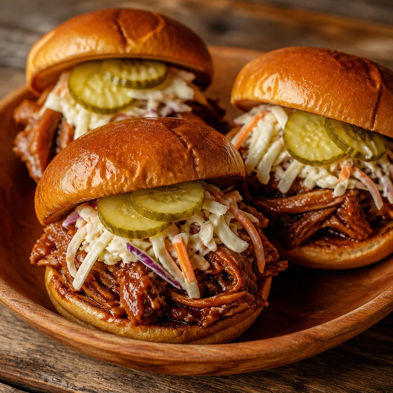 Pulled Chicken Sandwiches with Vinegar Slaw
