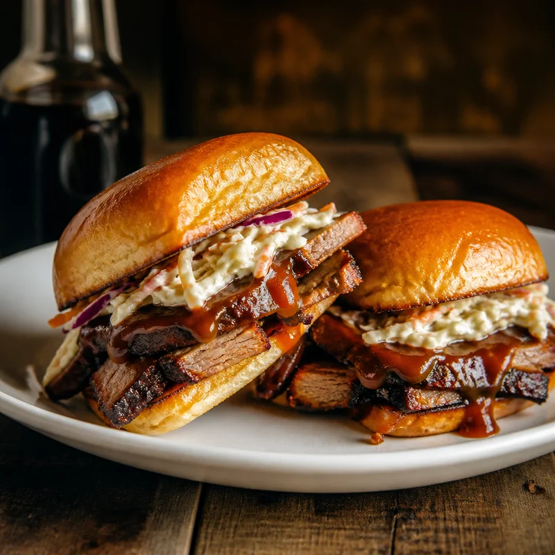 Sliced BBQ Beef Sandwiches with Buttermilk Slaw