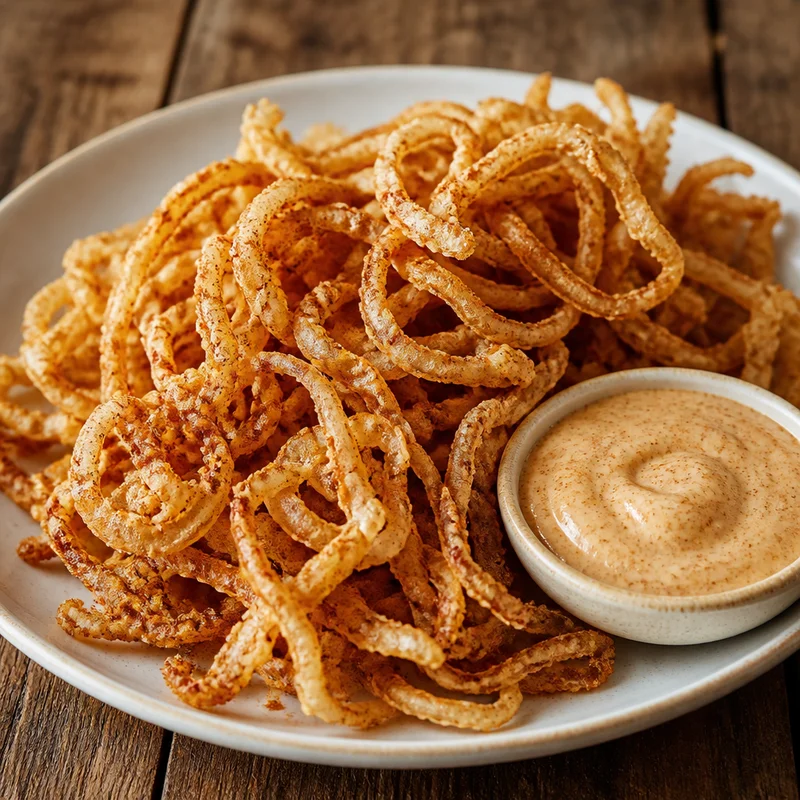 Crispy Buttermilk Onion Strings with Cajun Remoulade