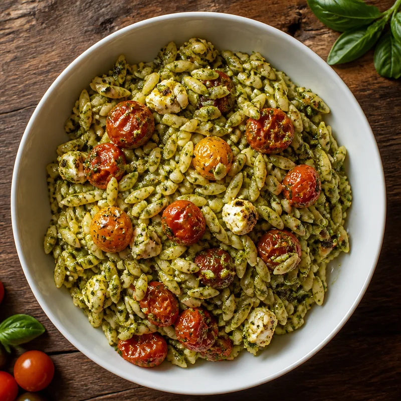 Warm-Dressed Orzo Salad with Basil Vinaigrette