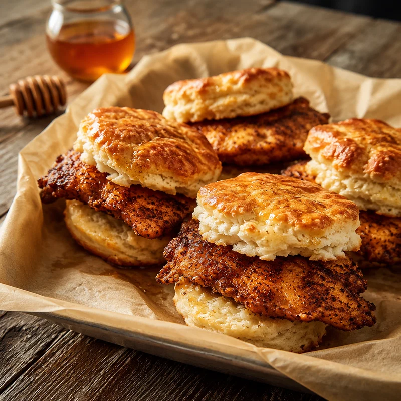 Cajun Chicken Biscuits with Honey Butter