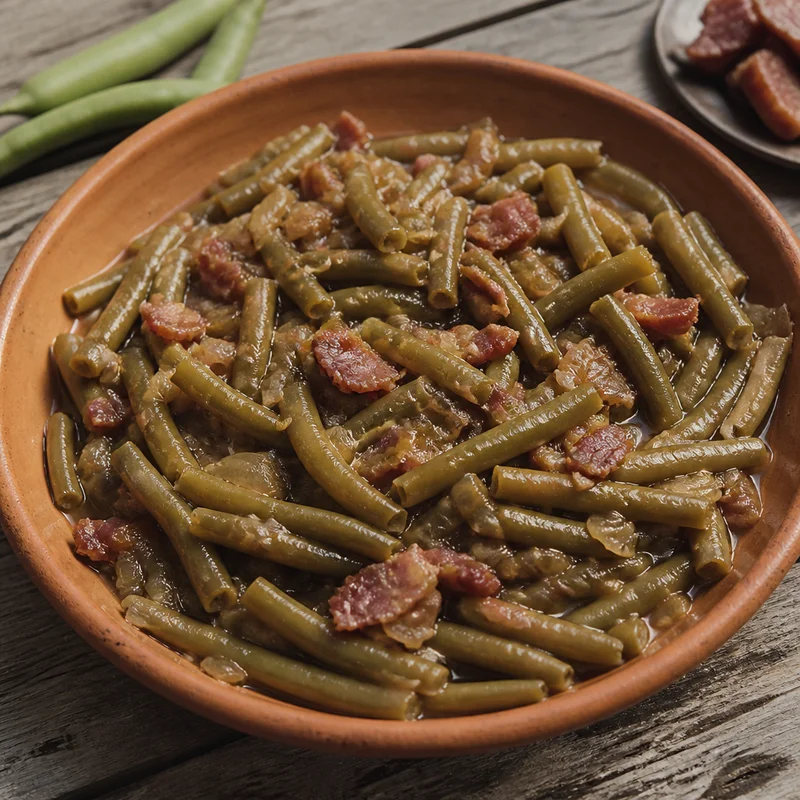 Slow-Braised Southern Green Beans with Bacon and Onion